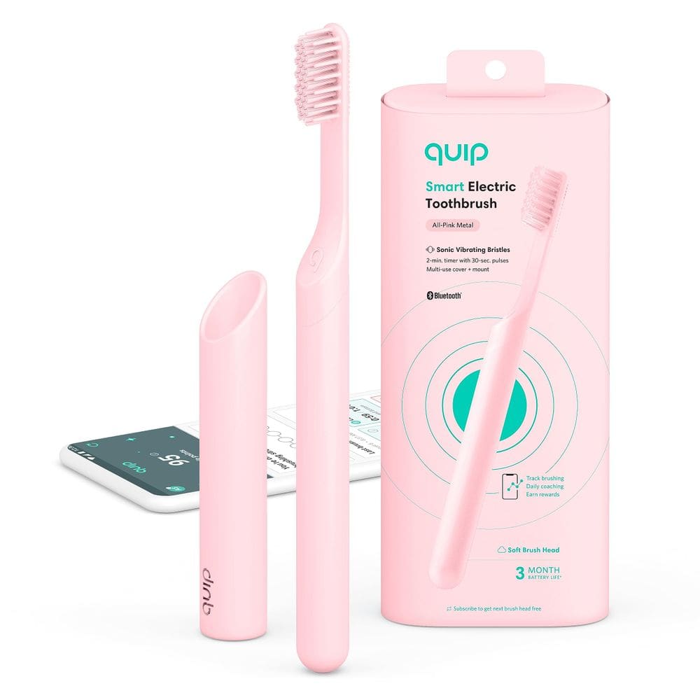 Escova de dentes elétrica Quip Smart Sonic para adultos toda rosa