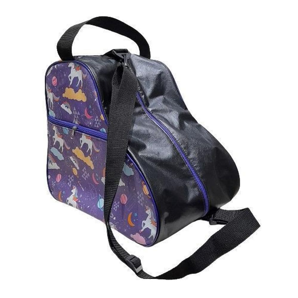 Bolsa Mochila Unicórnio Lilás /Preto Para Patins Quad Inline