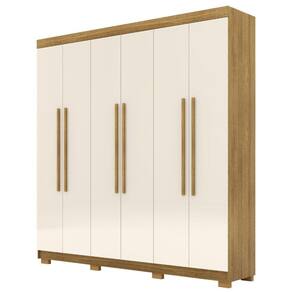 Guarda Roupa Casal Elegance 6 Portas Nature Champanhe Vila Rica