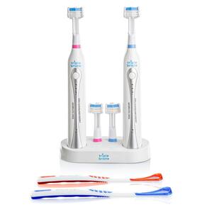 Escova de dentes elétrica Triple Bristle Duo com estação de carregamento dupla