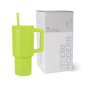 Copo Simple Modern Trek 900 ml com alça, tampa de palha, verde