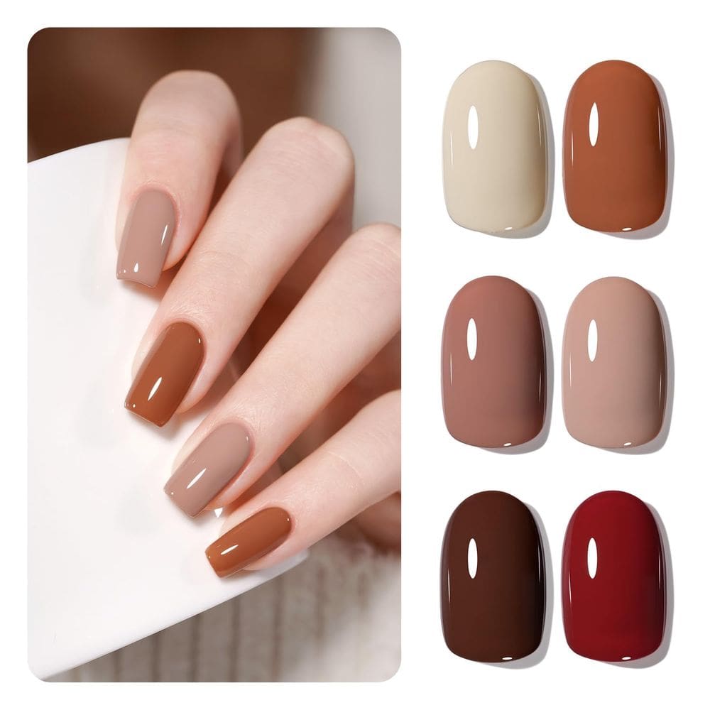 Conjunto de esmaltes de gel GAOY Red Brown Nude White 6,5 mL x 6
