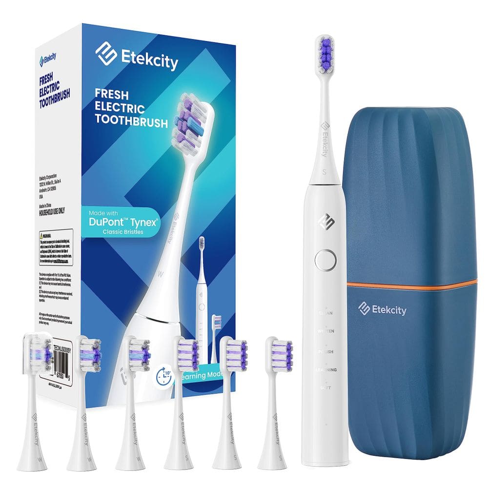 Escova de dentes elétrica Etekcity unissex com fio 5 modos branca