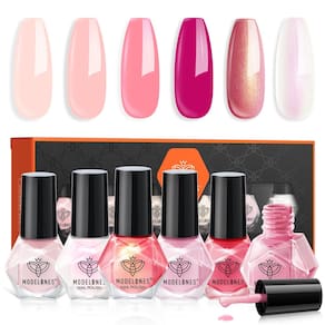 Conjunto de esmaltes modelones de 6 cores: rosa quente, rosa nude
