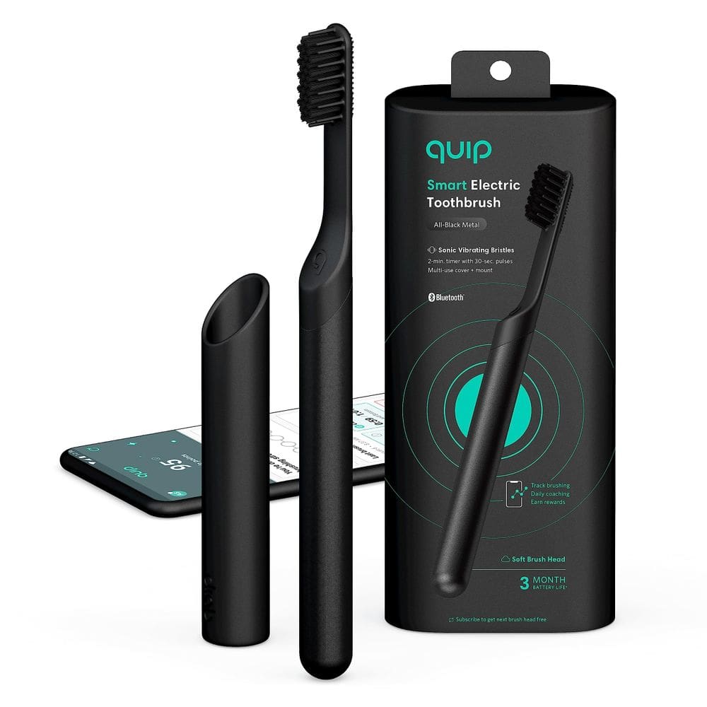 Escova de dentes elétrica Quip Smart Sonic para adultos, toda preta