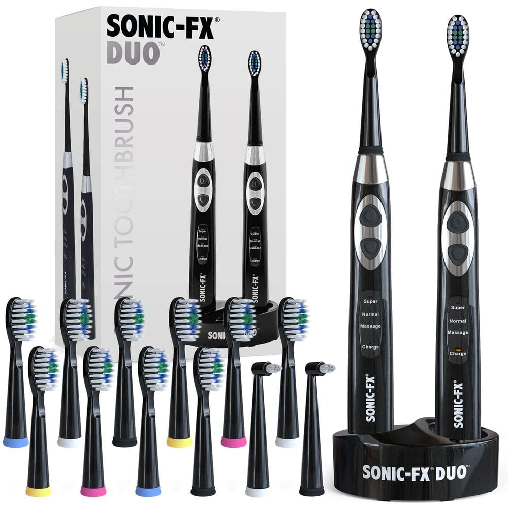 Escova de dentes elétrica Sonic-FX Duo recarregável com 14 cabeças de escova