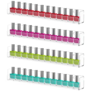 Prateleira de parede para esmaltes Cerpourt Clear Acrylic, pacote com 4