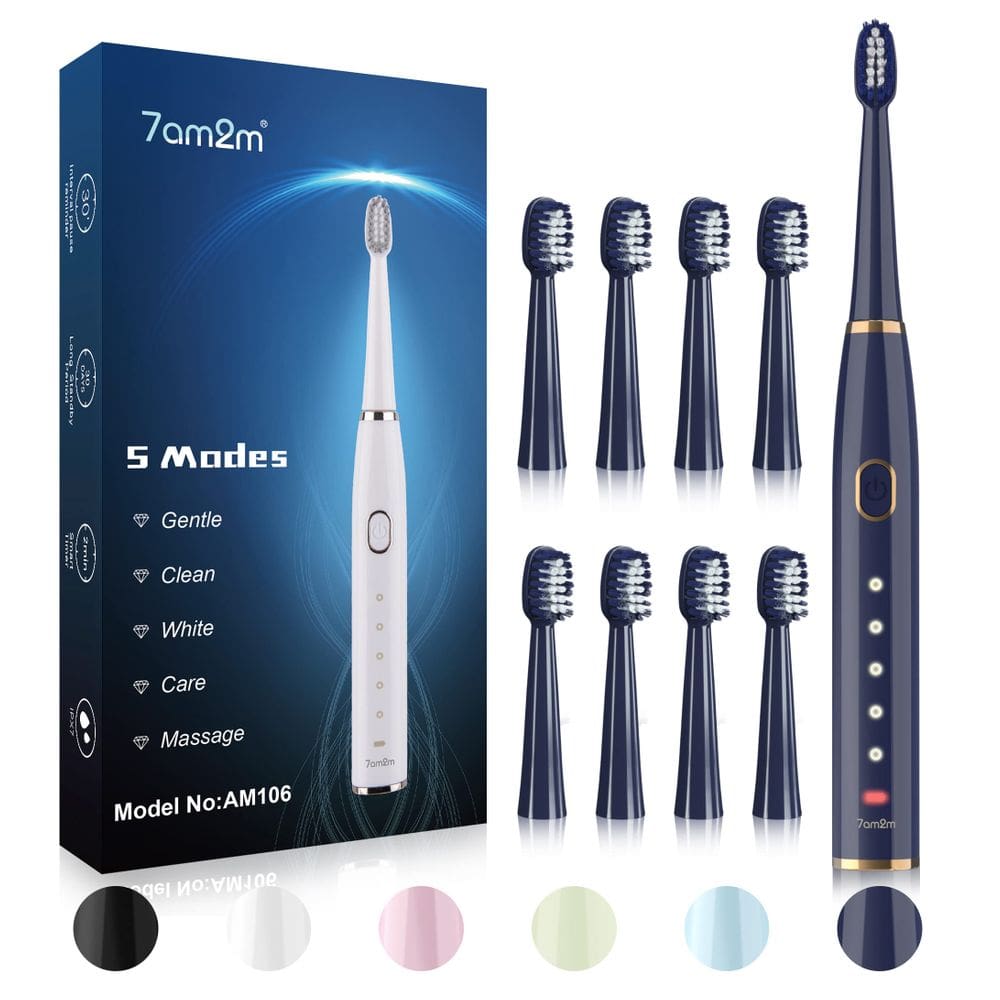 Escova de dentes elétrica 7AM2M Sonic para adultos e crianças Navy