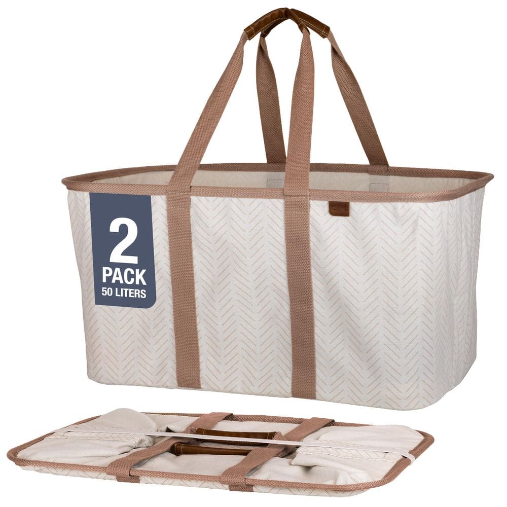 Sacola de lavanderia CleverMade LUXE Cream Herringbone 50L 2PK - 2,5 kg