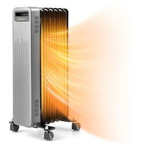Aquecedor de radiador cheio de óleo COSTWAY 1500W com rodas universais