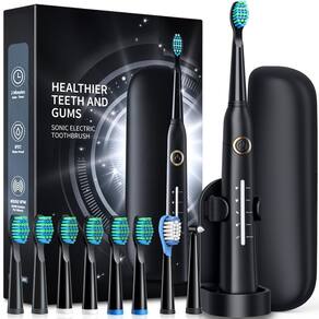 Escova de dentes elétrica TEETHEORY Sonic 40000 VPM 5 modos preta