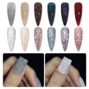 Conjunto de esmaltes GAOY Reflective Glitter Gel 6 cores 7,3 mL