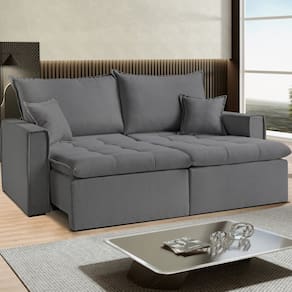 Sofá Cama Dallas 190 Cm sem Caixa Veludo Cinza