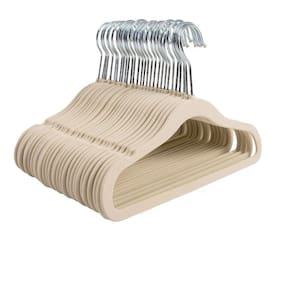 Kit 50 Cabides Veludo Antideslizante Bege