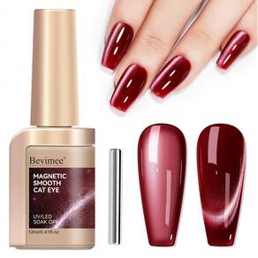 Verniz de unhas em gel Bevimee Cat Eye Dark Red Glitter 12mL