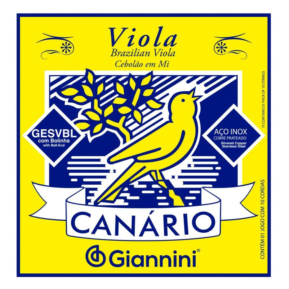 Encordoamento Viola Giannini Canário GESVBL Aço Cebolão Em Mi Leve