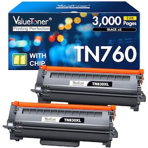 Cartucho de toner Valuetoner TN760 preto, pacote com 2 impressoras Brother