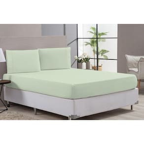 Kit Lençol Com Elástico E Fronha 100% Algodão Verde Padrão
