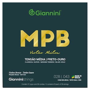 Encordoamento Violão Giannini MPB Nylon GENWBG Fósforo Bronze Média