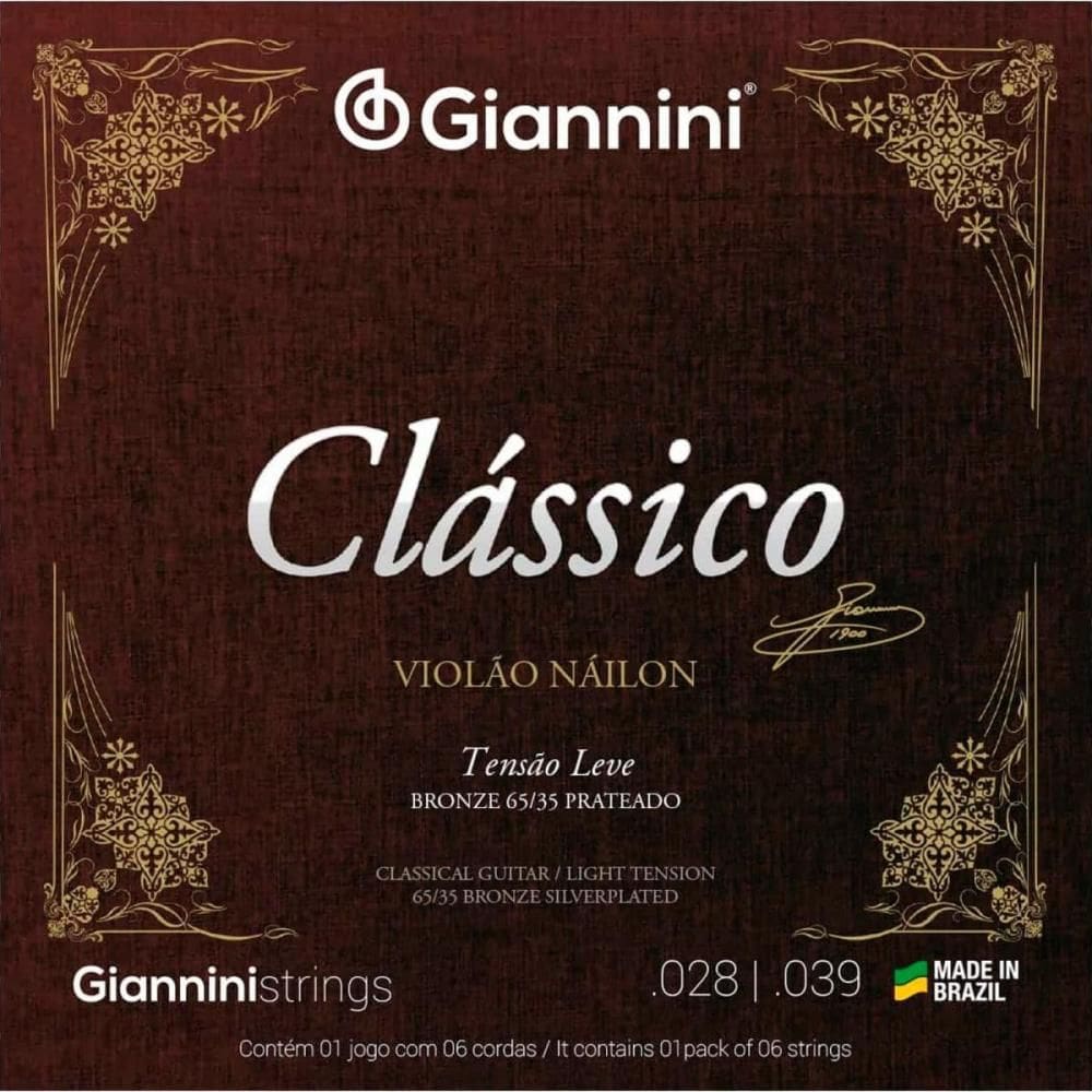 Kit 2 Encordoamento Violão Nylon Giannini Genwpl Leve Clássico