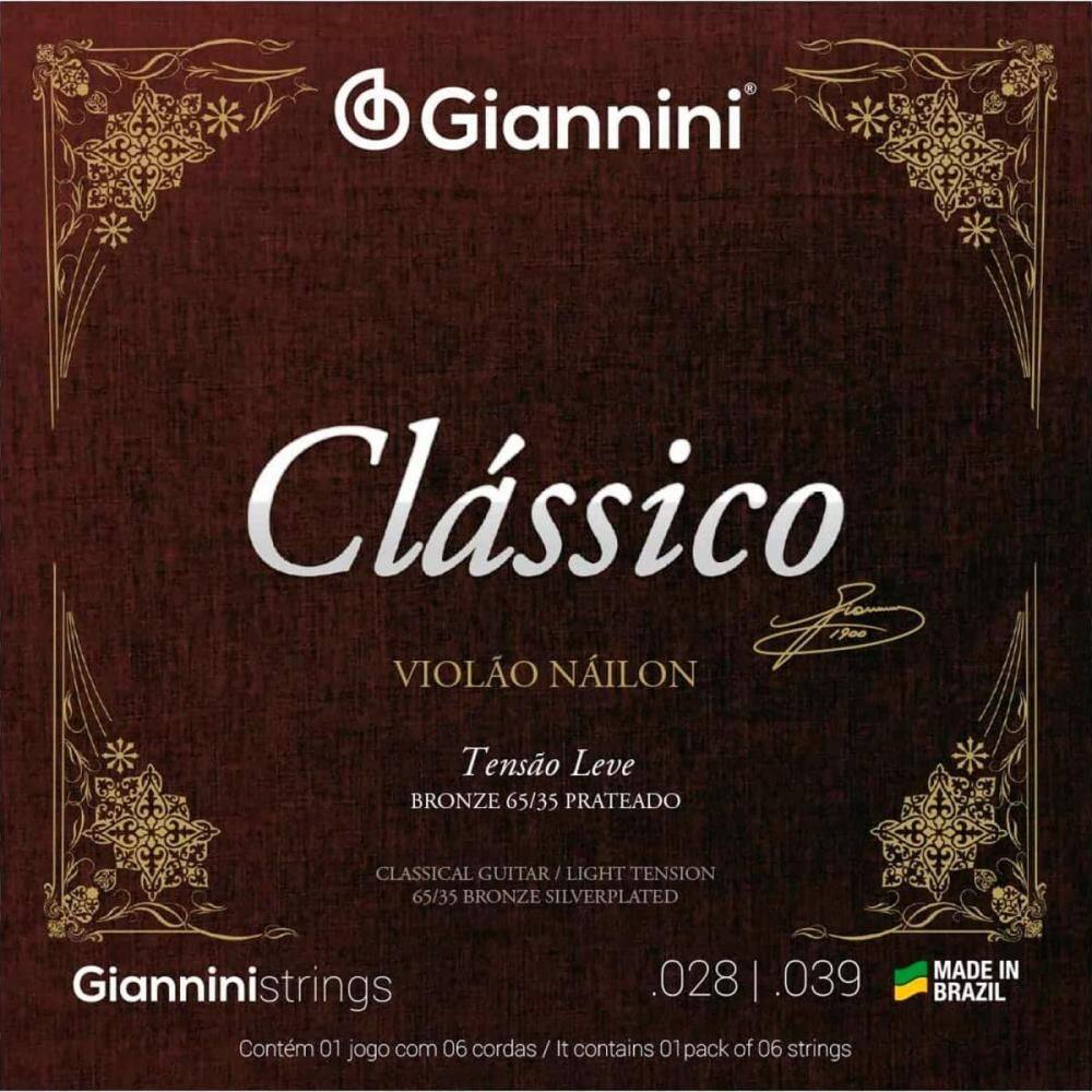 Kit 3 Encordoamento Violão Nylon Giannini Genwpl Leve Clássico