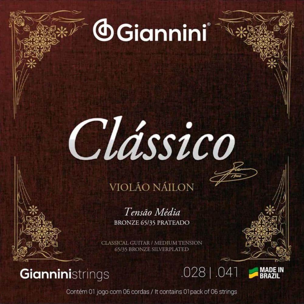 Kit 3 Encordoamento Violão Giannini Genwpm Nylon Média Clássico