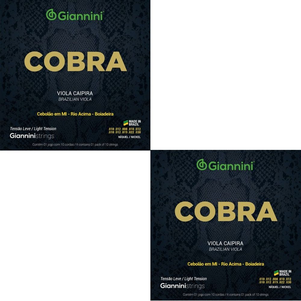 Kit 2 Encordoamento Viola Caipira Giannini Cobra GESVNL Aço Nickel Leve