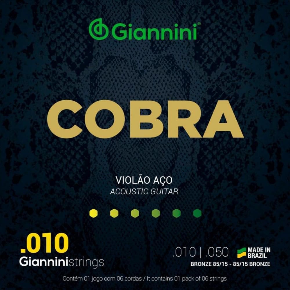 Kit 3 Encordoamento Violão Aço Giannini Geefle Série Cobra 010
