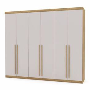 Guarda Roupa Casal 2,75m Dubai Majestic 6 Portas Nature Fendi Vila Ricac