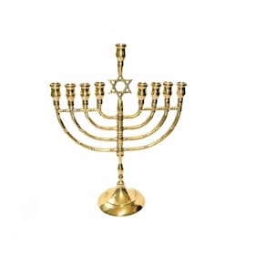 Candelabro 9 Velas Bronze - Menorá - Israel 27X21 Cm
