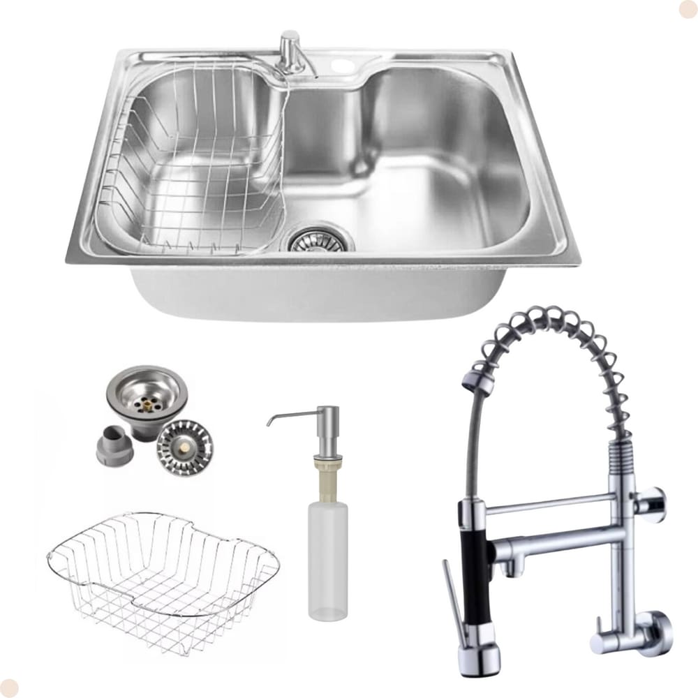 Kit Cuba Única Inox Com Acessórios E Torneira Gourmet Vip Cromada Parede