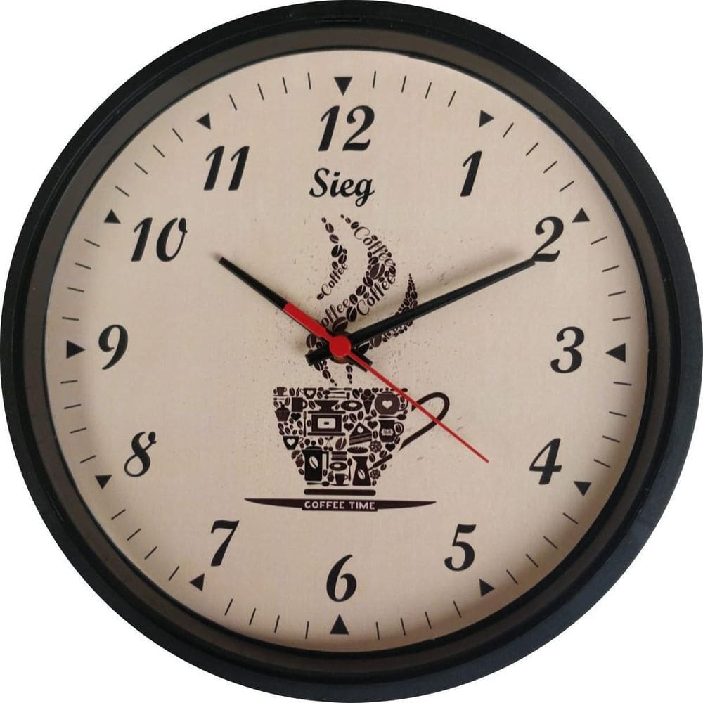 Relógio Redondo Sieg Café 28cm Plástico PP