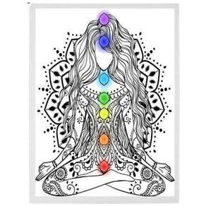 Quadro Decorativo Reiki Chakras Moldura Branca 24X18Cm