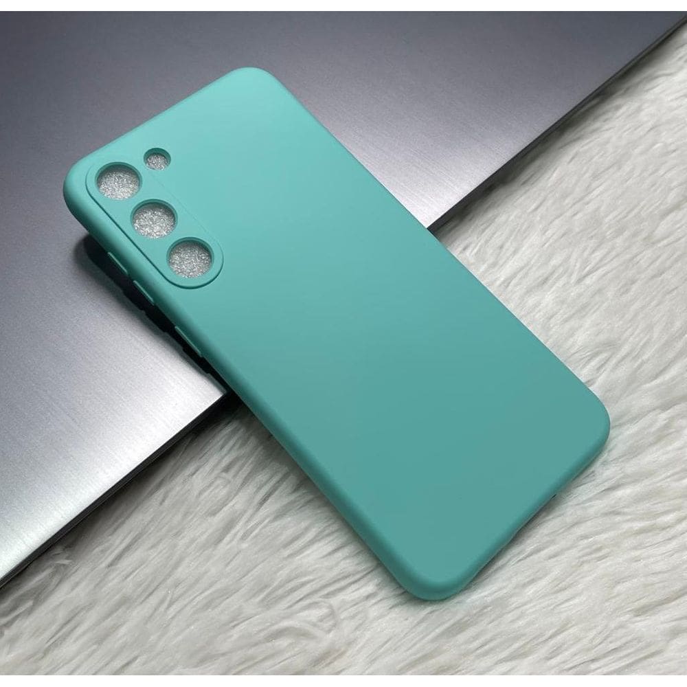 Capa Aveludada Compatível Para Samsung S24 Verde-Água