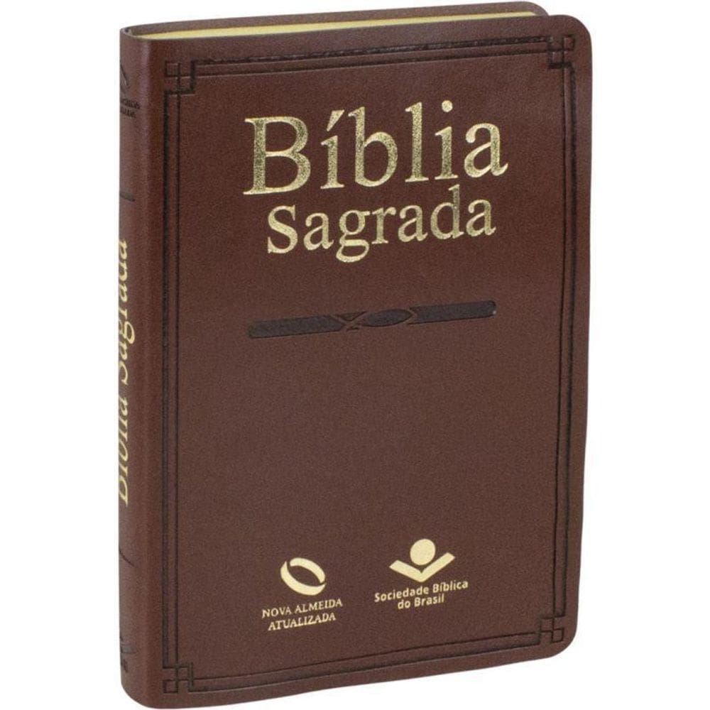 Livro Bíblia Sagrada - Capa Couro Sintético Marrom