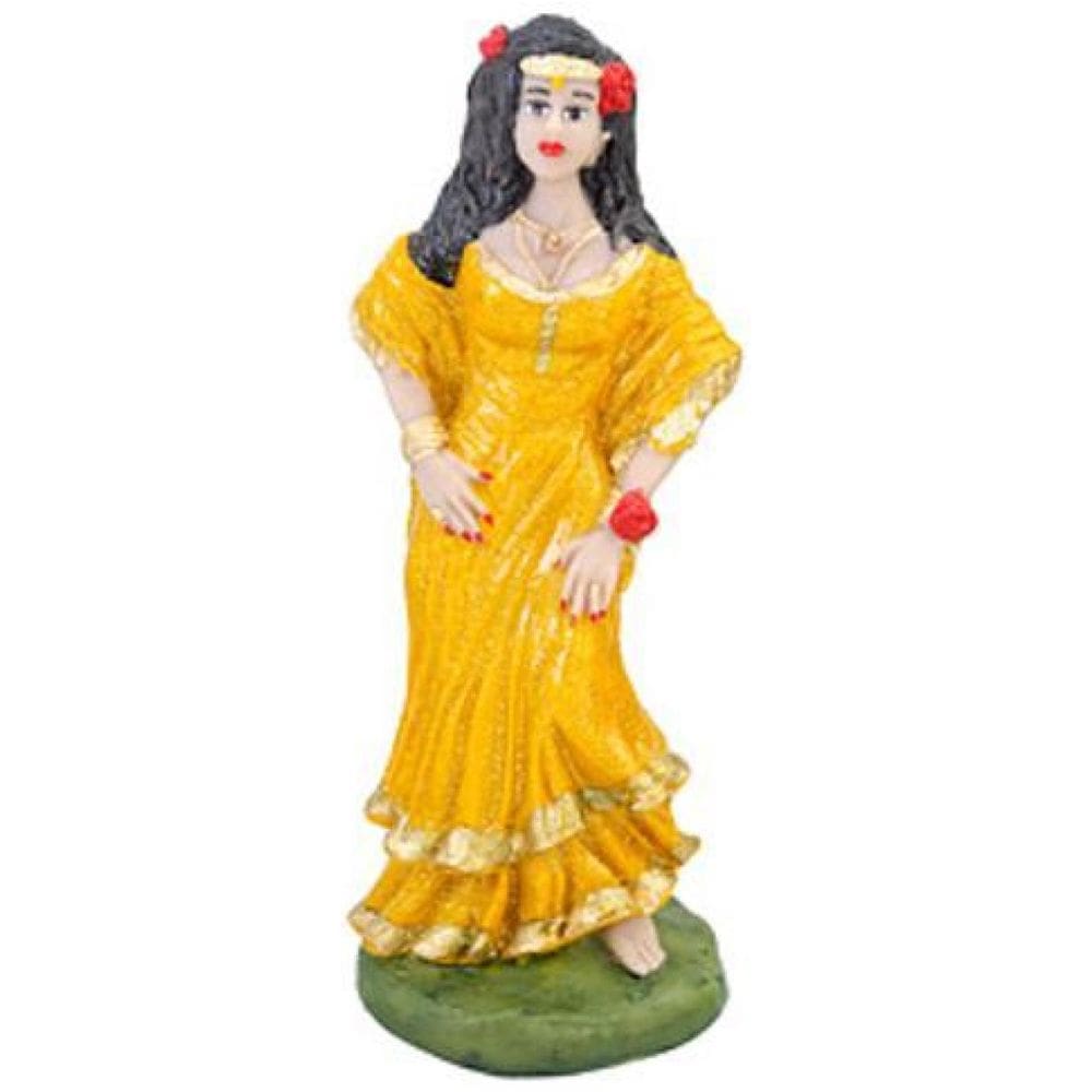 Escultura Cigana Amarela 15 Cm Em Resina
