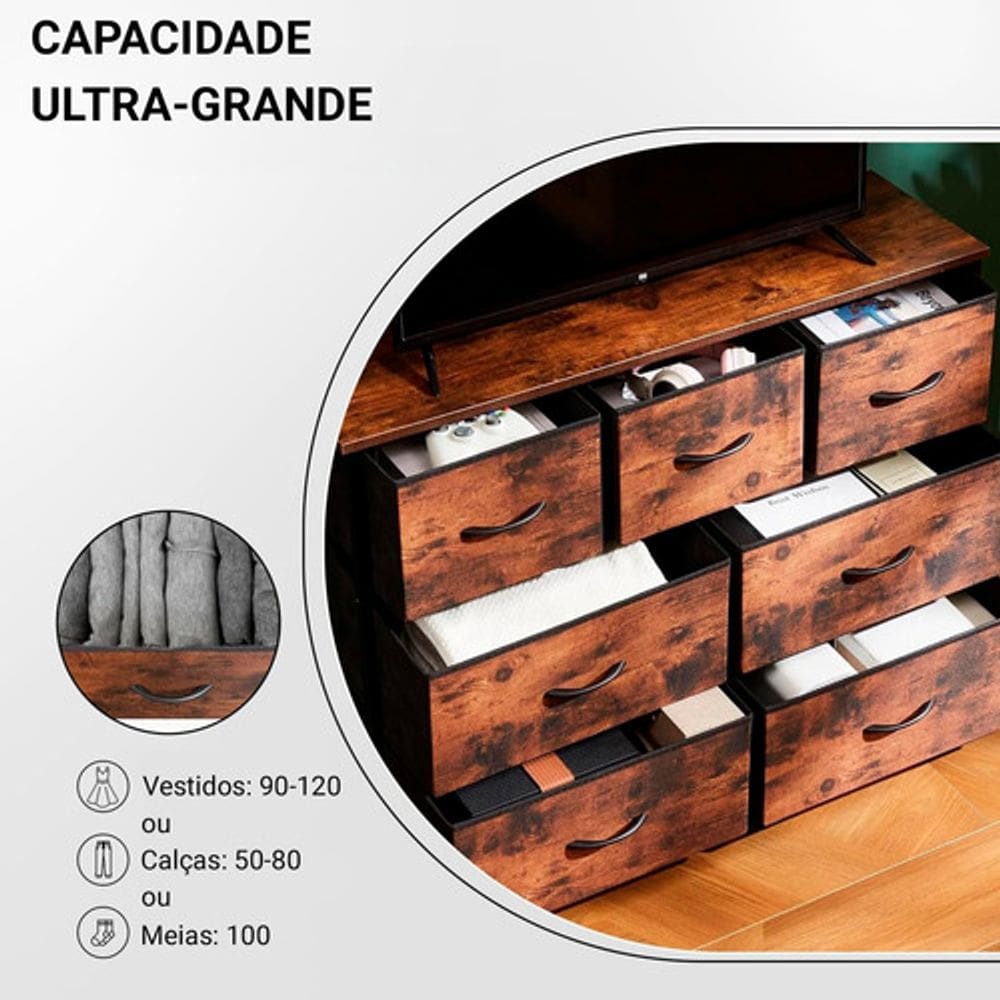Cômoda organizadora Decoteam com 7 Gavetas Multiuso