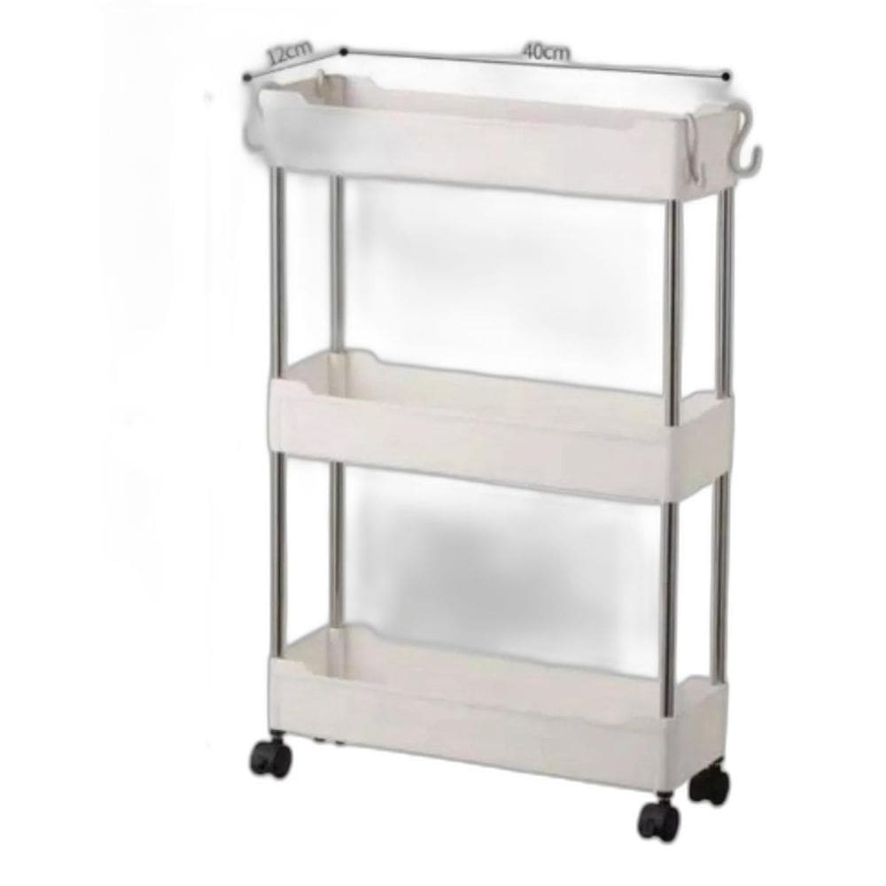 Prateleira Carrinho Organizador Multiuso 3 Andares Branco