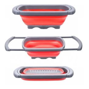 Escorredor Retrátil Com Alça Silicone E Plastico Utensílios