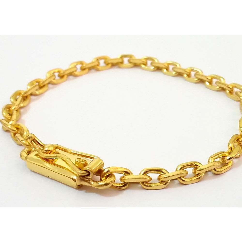 Pulseira masculina banhada a ouro 18k elo cadeado 5mm