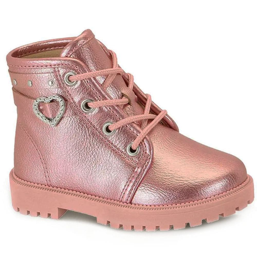 Bota Coturno Infantil Molekinha Metalizada Menina - Rosa