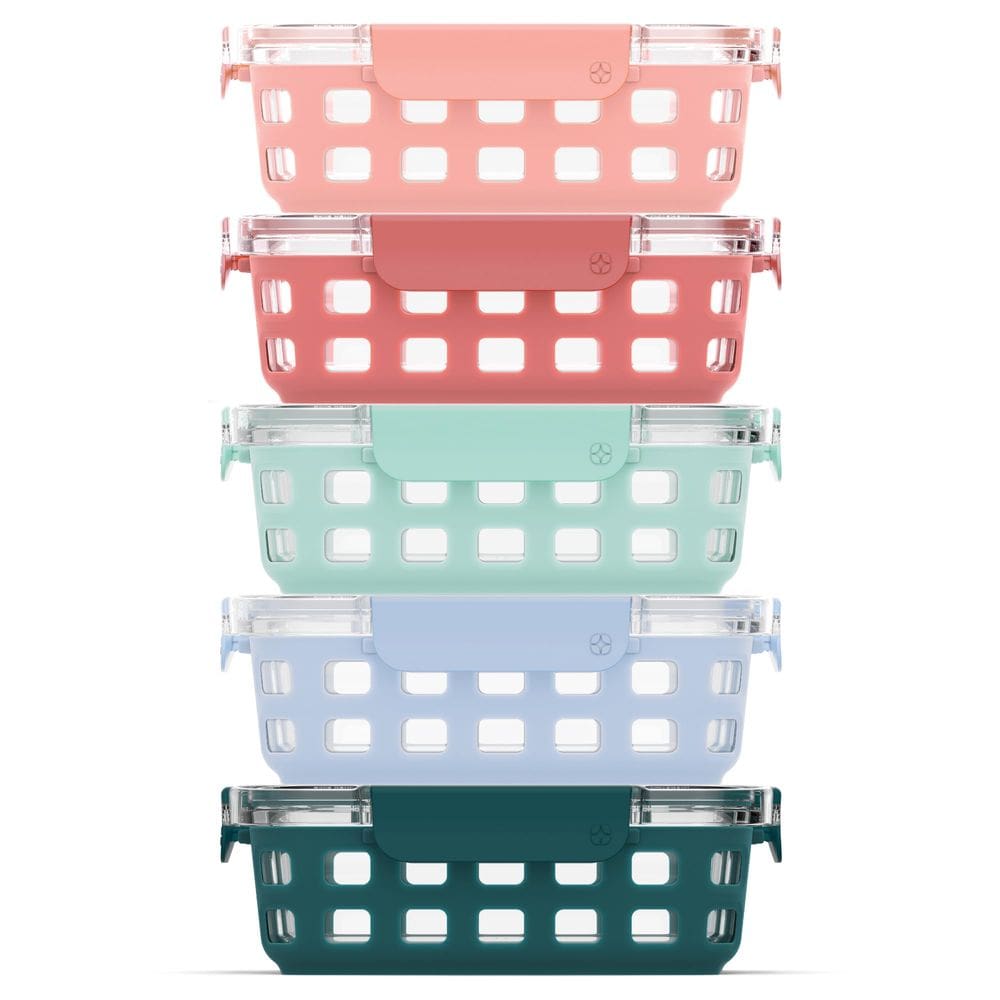 Recipiente de vidro para armazenamento de alimentos Ello Duraglass 800mL, pacote com 5