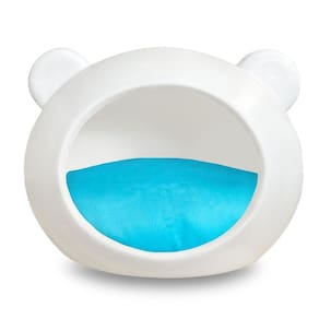 Casa Cama Toca Pet Cachorro E Gato Luxo Com Almofada Azul M