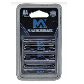 Pilha Recarregavel Aa 2100Mah 4 Unidades Com - Maxmidia