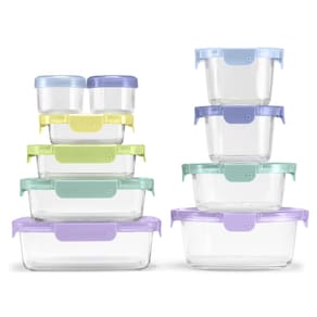 Conjunto de armazenamento de alimentos Ello Color Lock de 20 peças de vidro com tampas de plástico