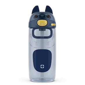 Garrafa de água Ello Ellies Plastic Kids 473 ml com cão de palha
