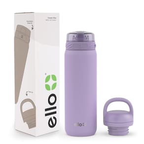 Garrafa de água Ello Cooper 650 ml de aço inoxidável lilás com 2 tampas