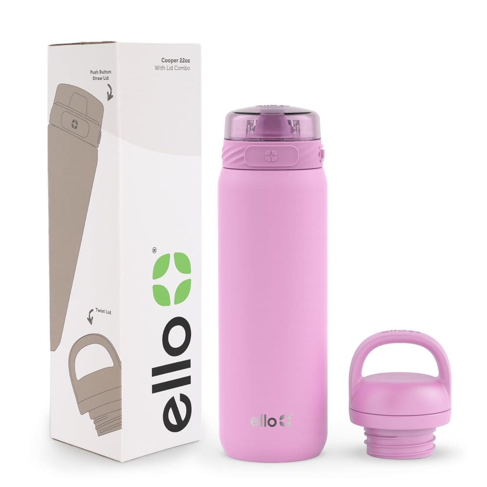 Garrafa de água Ello Cooper 650ml de aço inoxidável Bubblegum Pink