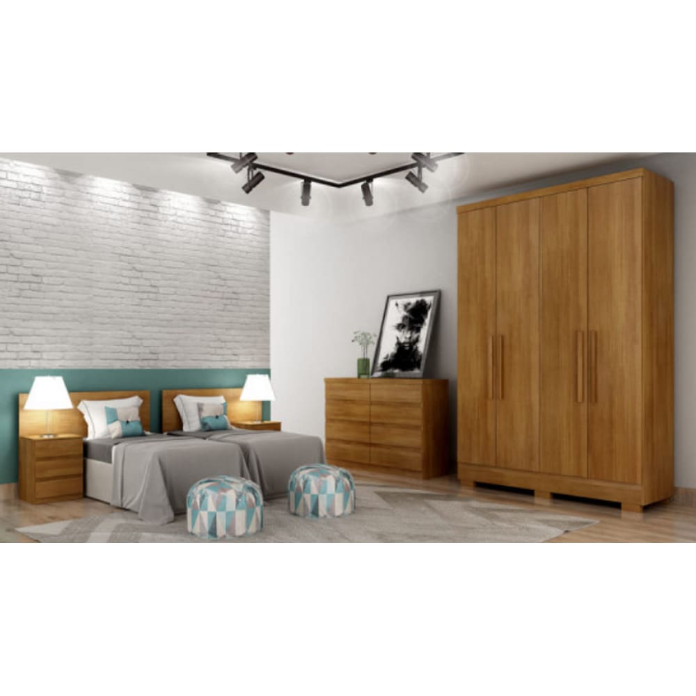 Guarda Roupa Milly 4 Portas Cumaru  - Novo Horizonte