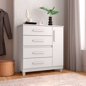 Cômoda para Quarto 4 Gavetas e 1 Porta Victoria Branco